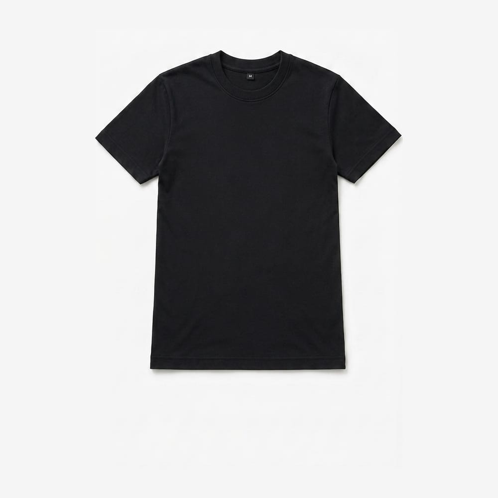 Wholesale Plain Black CVC Crew Neck T-Shirt