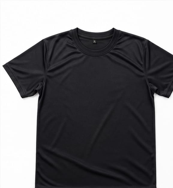 Wholesale Plain Black Polyester Crew Neck T-Shirt